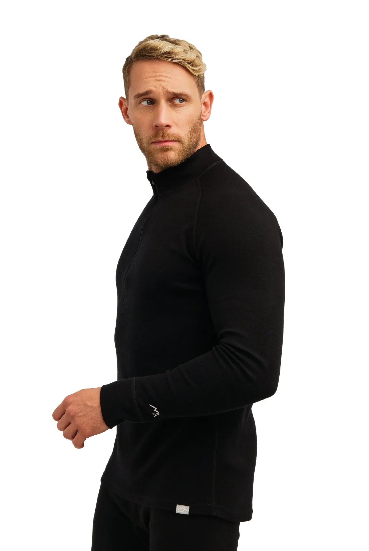 Men's Merino Half Zip Long Sleeve 320 Black — view 3