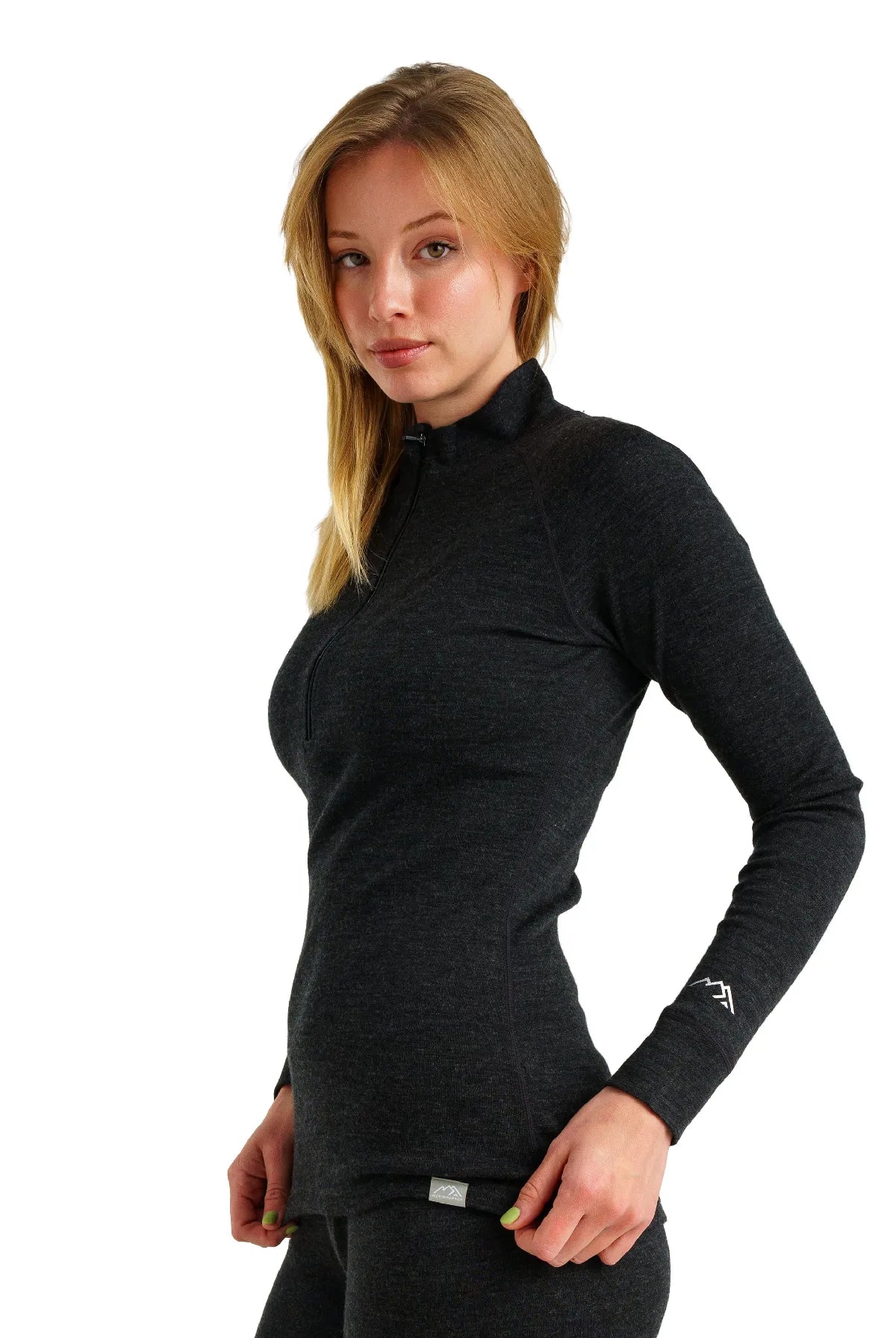 Women's Merino Half Zip Long Sleeve 320 Charcoal Grey — view 2