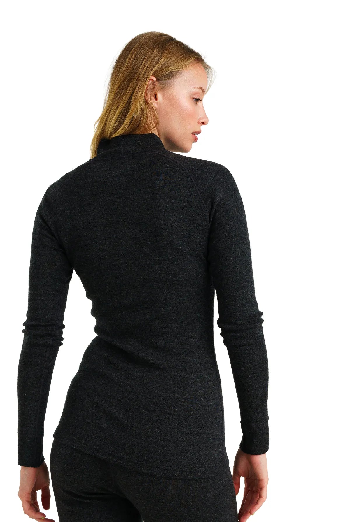 Women's Merino Half Zip Long Sleeve 320 Charcoal Grey — view 3